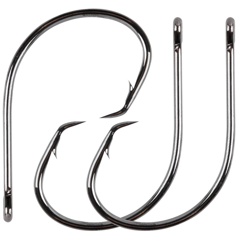 SILANON Inline Circle Hooks Saltwater, 80pcs High Carbon Steel Catfish Hooks in-Line Straight Eye Octopus Circle Hook Saltwater Freshwater Fishing Hooks for Catfish Bass - Image 1
